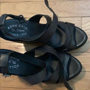 black strappy wedged heels